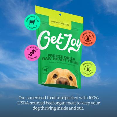 Show full view: Get Joy Superfood Beef Organ Heart High Protein, Grain & Gluten-Free Freeze-Dried Dog Treats, 16-oz bag slide 4 of 11