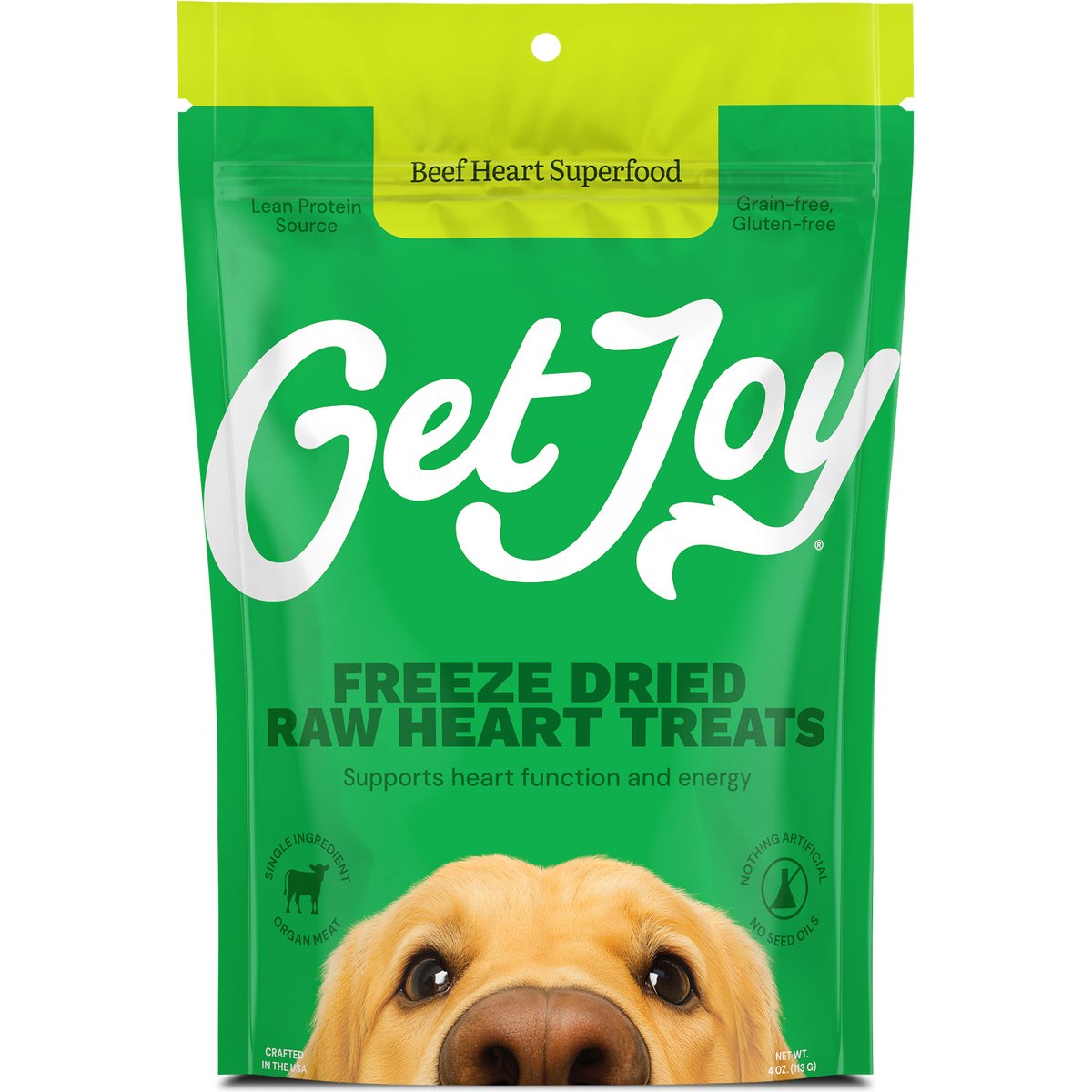 Get Joy Superfood Beef Organ Heart High Protein, Grain & Gluten-Free Freeze-Dried Dog Treats, 16-oz bag