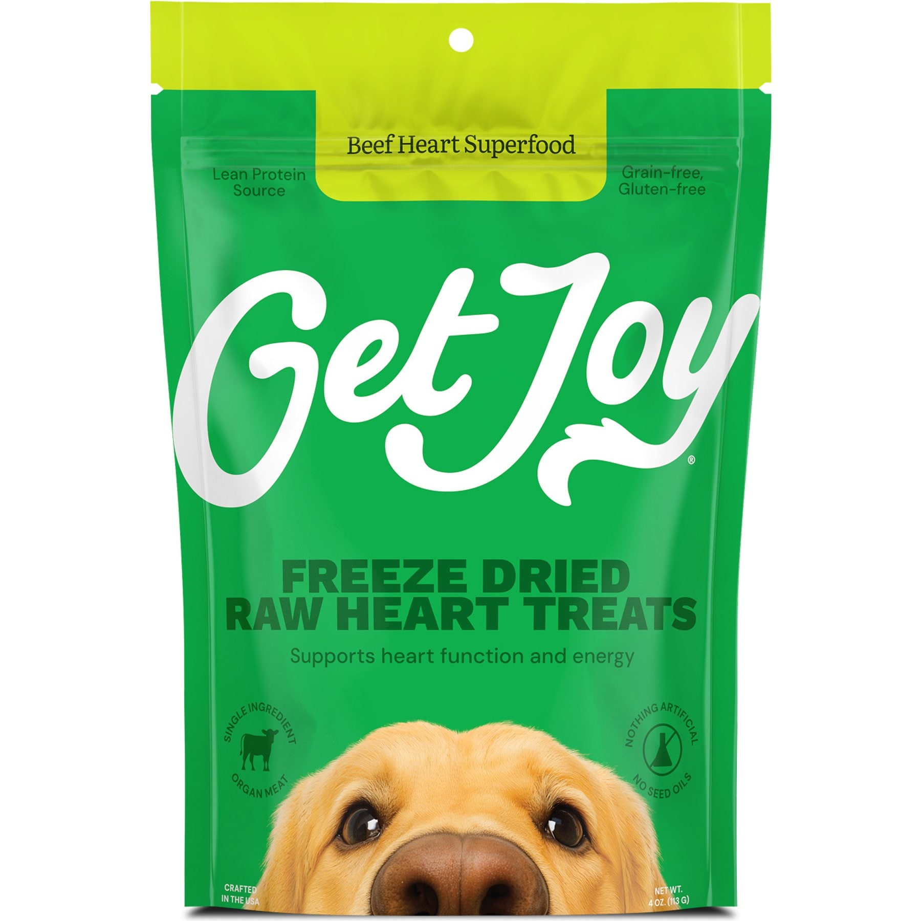 Get Joy Get Joy Superfood Beef Organ Heart High Protein, Grain & Gluten-Free Freeze-Dried Dog Treats, 4-oz bag