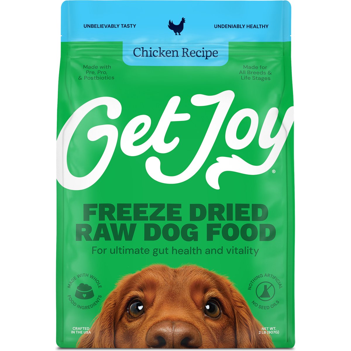Get Joy Chicken Recipe Human-Grade All Life Stages Freeze-Dried Raw Dog Food, 16-oz bag