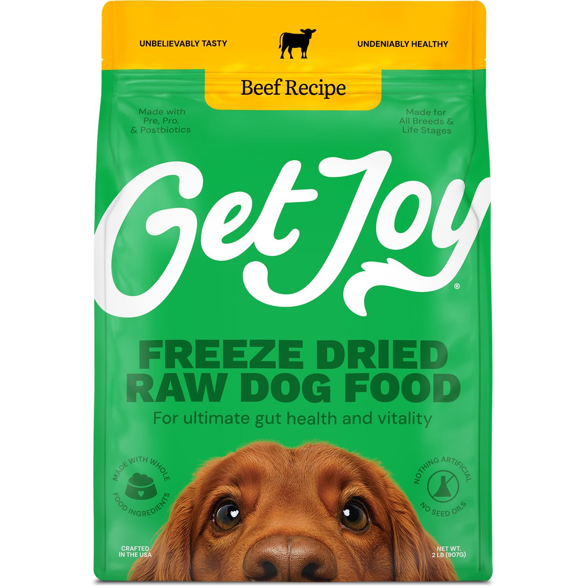 Get Joy Beef Recipe Human-Grade All Life Stages Freeze-Dried Raw Dog Food, 32-oz bag