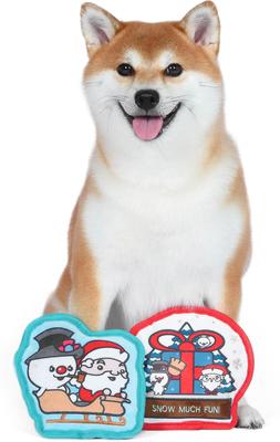 Show full view: Fetch For Pets Christmas WB Holiday Frosty The Snowman Snowglobe & Sleigh Silo Plush Dog Toys, 2 count slide 4 of 4