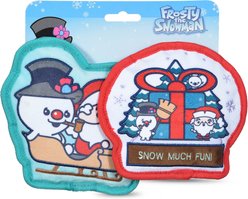 Fetch For Pets WB Holiday Frosty The Snowman Snowglobe & Sleigh Silo Plush Dog Toys, 2 count