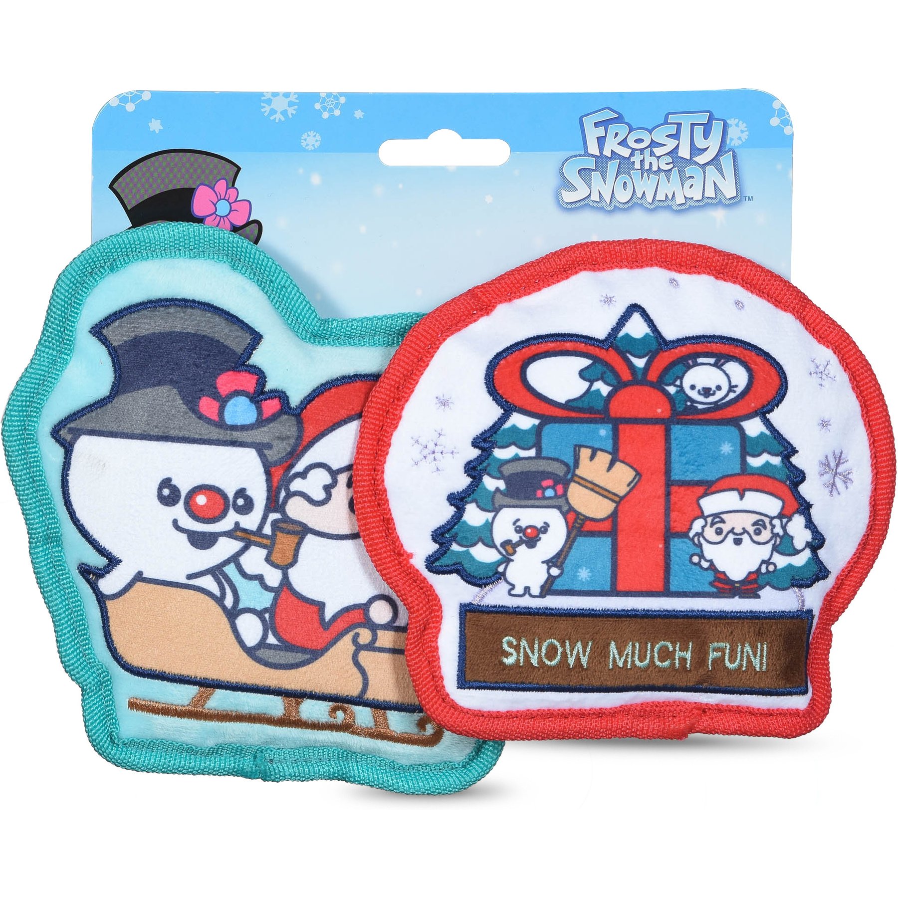 Fetch For Pets Christmas WB Holiday Frosty The Snowman Snowglobe & Sleigh Silo Plush Dog Toys, 2 count
