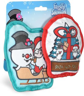 Show full view: Fetch For Pets Christmas WB Holiday Frosty The Snowman Snowglobe & Sleigh Silo Plush Dog Toys, 2 count slide 3 of 4