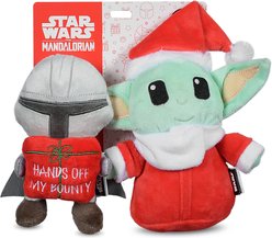 Fetch For Pets Christmas Star Wars Holiday The Mandalorian with Present & The Child Santa Plush Dog Toys, 2 count