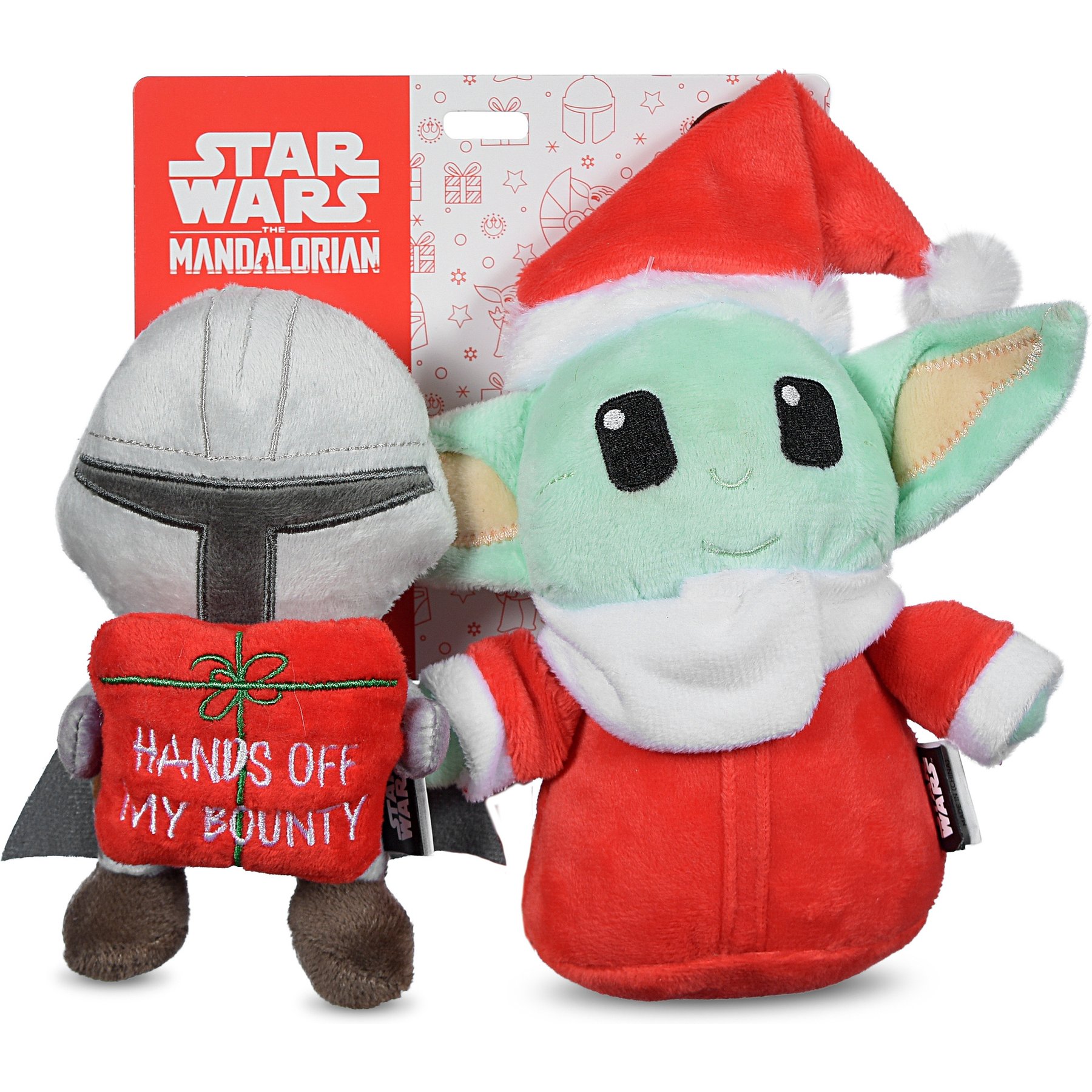 Fetch For Pets Christmas Star Wars Holiday The Mandalorian with Present & The Child Santa Plush Dog Toys, 2 count