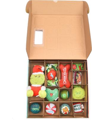 Show full view: Fetch For Pets Christmas Dr. Seuss The Grinch Holiday 12-Day Advent Calendar Squeaky Plush Dog Toy slide 3 of 4