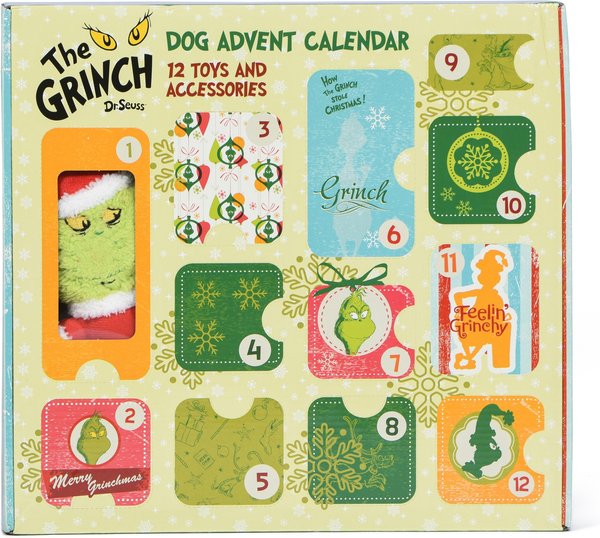 Show full view: Fetch For Pets Dr. Seuss The Grinch Holiday 12-Day Advent Calendar Squeaky Plush Dog Toy slide 1 of 4