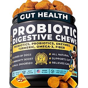 Pup Choice Beef Flavored Soft Chew Probiotic Supplement for Dogs, 140 count