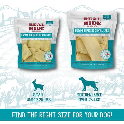 Show full view: Real Hide Enzyme Enriched High-Protein Beef Adult Dental Medium & Large Dog Treats, 12.8-oz bag slide 5 of 6