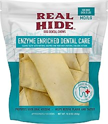 Real Hide Enzyme Enriched High-Protein Beef Adult Dental Medium & Large Dog Treats, 12.8-oz bag