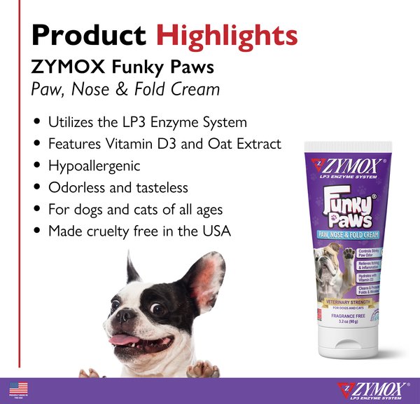 Zymox Funky Paws Dog & Cat Paw Cream, 3.2-oz tube