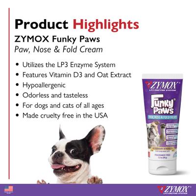 Show full view: Zymox Funky Paws Dog & Cat Paw Cream, 3.2-oz tube slide 3 of 7