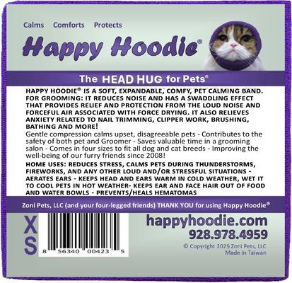 Show full view: Happy Hoodie Thunder Grooming Fireworks Calming Band for Dogs & Cats, Purple, X-Small slide 9 of 15