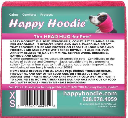 Show full view: Happy Hoodie Thunder Grooming Fireworks Calming Band for Dogs & Cats, Pink, X-Small slide 9 of 15