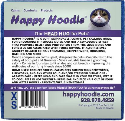 Show full view: Happy Hoodie Thunder Grooming Fireworks Calming Band for Dogs & Cats, Blue, X-Small slide 9 of 15