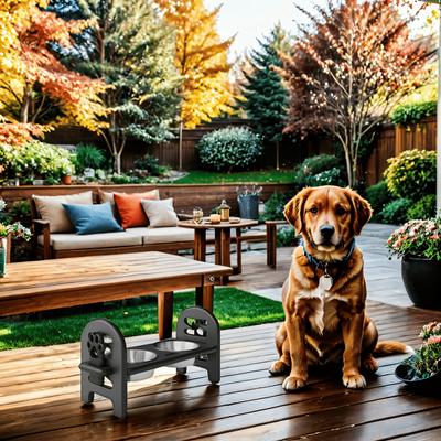 Show full view: AOSTIRMOTOR Elevated Poly Lumber Dog Bowl, White, 2-cup slide 4 of 5