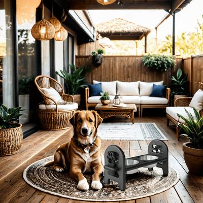 Show full view: AOSTIRMOTOR Elevated Poly Lumber Dog Bowl, White, 2-cup slide 3 of 5