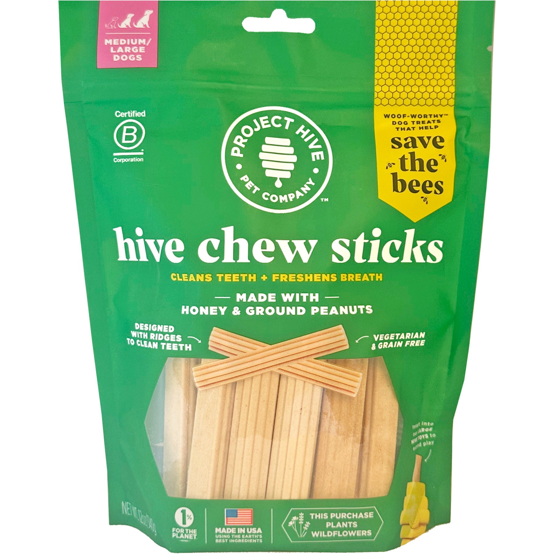 Project Hive Pet Company Hive Dental Stick Dog Chew Treat, Large, 12-oz bag