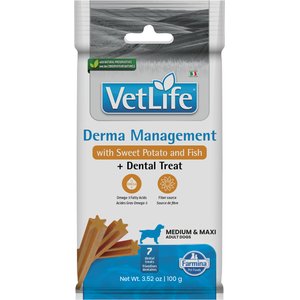 Farmina Vet Life Derma Management Sweet Potato & Fish Adult Dog Treats, 3.5-oz bag