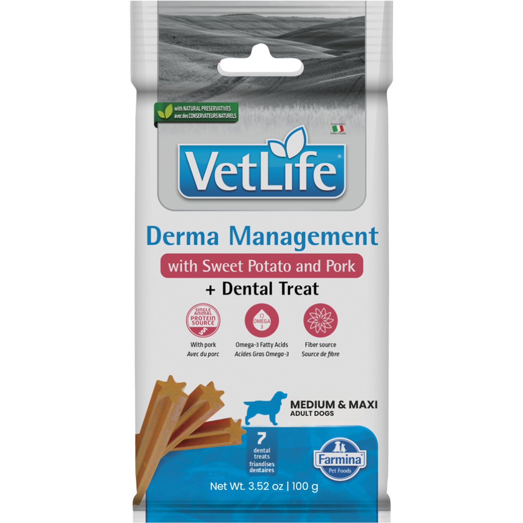 Farmina Vet Life Derma Management Sweet Potato & Pork Adult Dog Treats, 14-ozbundle