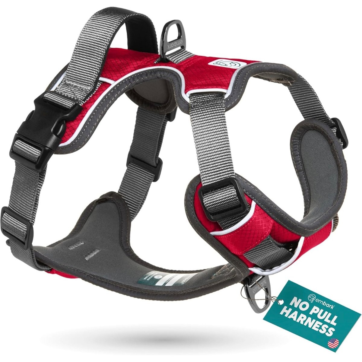 Embark Harness Co. Adventure No Pull Dog Harness, Red, Large
