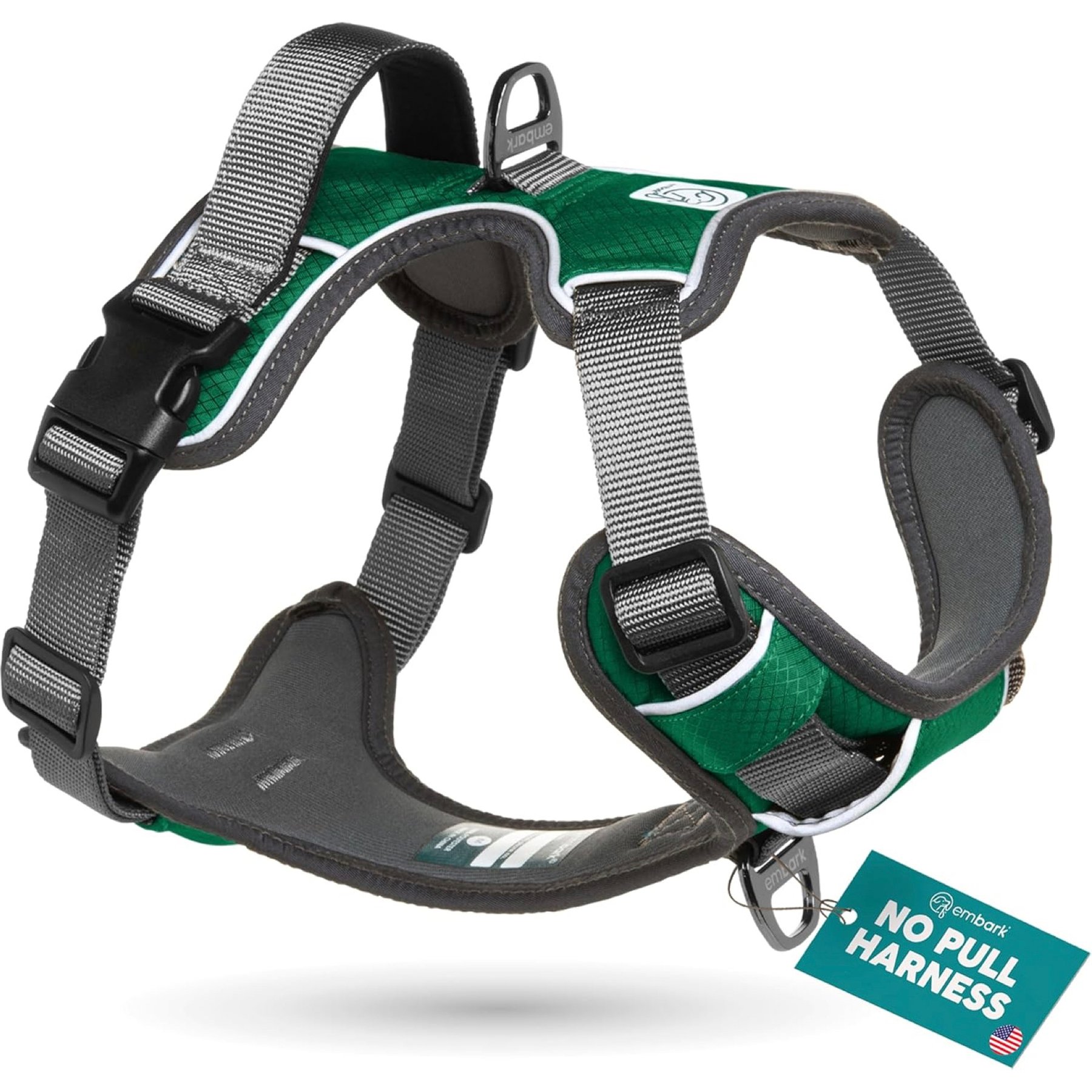 Embark Harness Co. Adventure No Pull Dog Harness, Green, Large