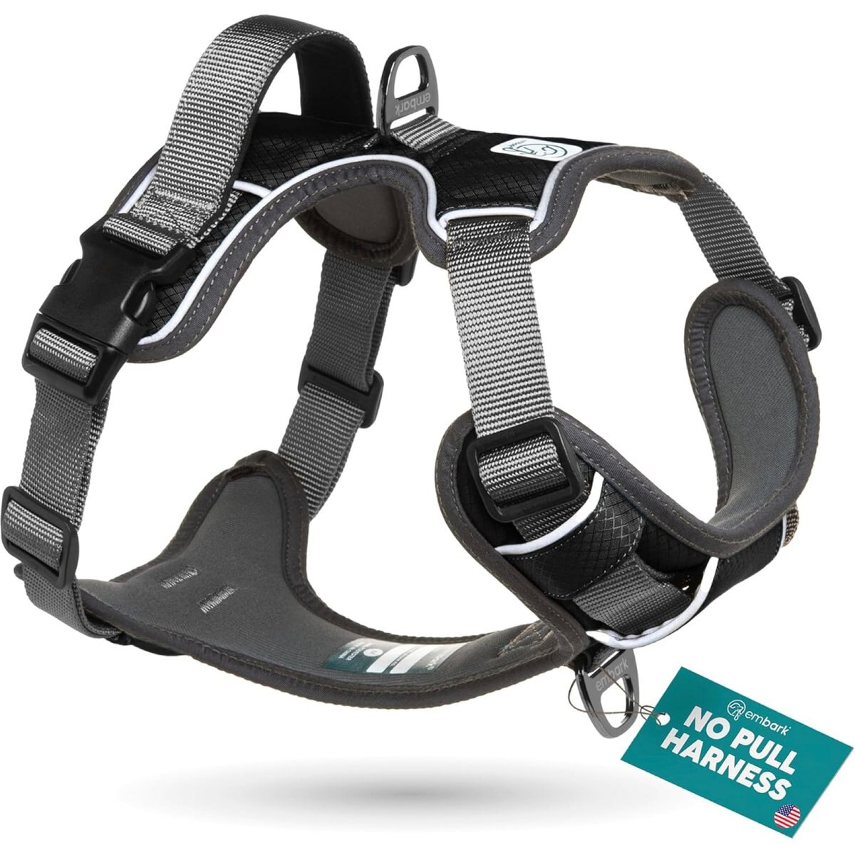 Embark Harness Co. Adventure No Pull Dog Harness, Black, X-Small