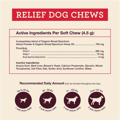 Show full view: Hemp Well Relief Broad Spectrum Extract Soft Chews Supplement for Dogs, 60 count slide 4 of 5