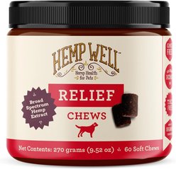 Hemp Well Relief Broad Spectrum Extract Soft Chews Supplement for Dogs, 60 count
