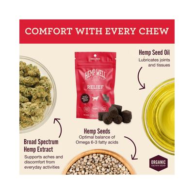 Show full view: Hemp Well Relief Soft Chews Supplement for Dogs, 8 count slide 3 of 5