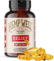 Hemp Well Relief Broad Spectrum Extract Gel Caps Supplement for Dogs, 30 count