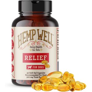 Hemp Well Relief Broad Spectrum Extract Gel Caps Supplement for Dogs, 30 count