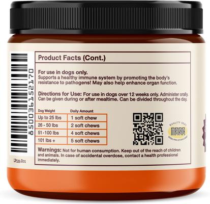 Show full view: Hemp Well Immune Soft Chews Supplement for Dogs, 60 count slide 9 of 10