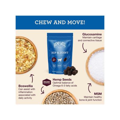 Show full view: Hemp Well Hip & Joint Support Soft Chew Dog Supplement, 30 count slide 3 of 11