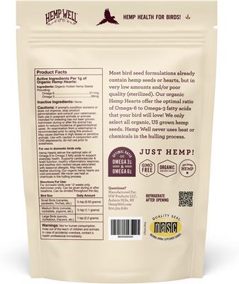 Show full view: Hemp Well Bird Hemp Hearts Bird Supplement, 1-lb bag slide 5 of 8