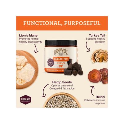 Show full view: Hemp Well Immune Soft Chews Supplement for Dogs, 60 count slide 3 of 10
