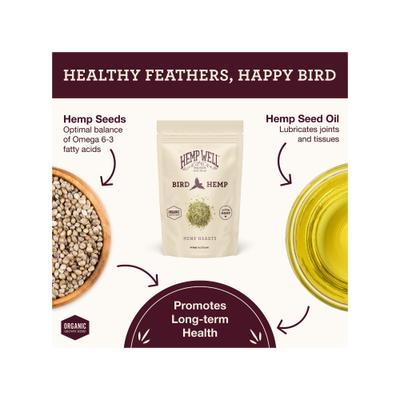Show full view: Hemp Well Bird Hemp Hearts Bird Supplement, 8-oz bag slide 2 of 8