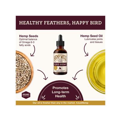 Show full view: Hemp Well Bird Hempseed Oil Bird Supplement, 2-fl oz bottle slide 2 of 9