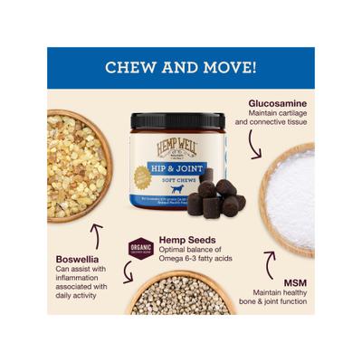 Show full view: Hemp Well Hip & Joint Support Soft Chew Dog Supplement, 60 count slide 3 of 11