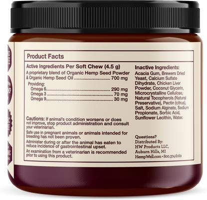 Show full view: Hemp Well Hemp Thrive Soft Chew Dog Supplement, 60 count slide 8 of 10