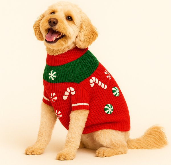 Show full view: Found My Animal Christmas Candy Dog Sweater, X-Small slide 4 of 5