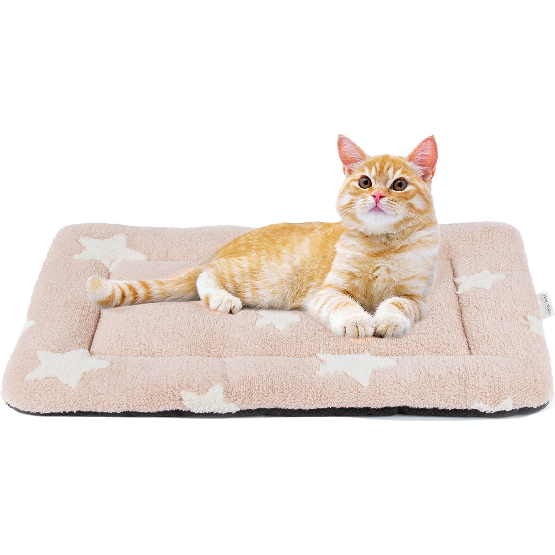 Mora Pets Cozy Star Print Non-Slip Dog & Cat Pad, Pink, 22-in