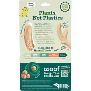Woof HonestChew Antler Hard Density All-Natural Food Grade Dog Chew Toy, Ivory, Large