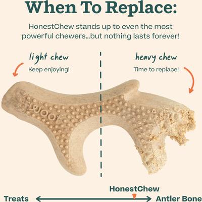 Show full view: Woof HonestChew Antler Hard Density All-Natural Food Grade Dog Chew Toy, Ivory, Large slide 8 of 10