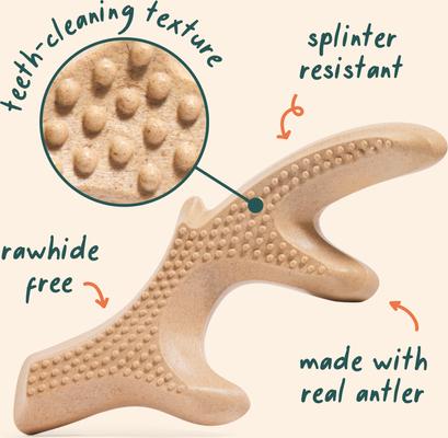 Show full view: Woof HonestChew Antler Hard Density All-Natural Food Grade Dog Chew Toy, Ivory, Large slide 5 of 10