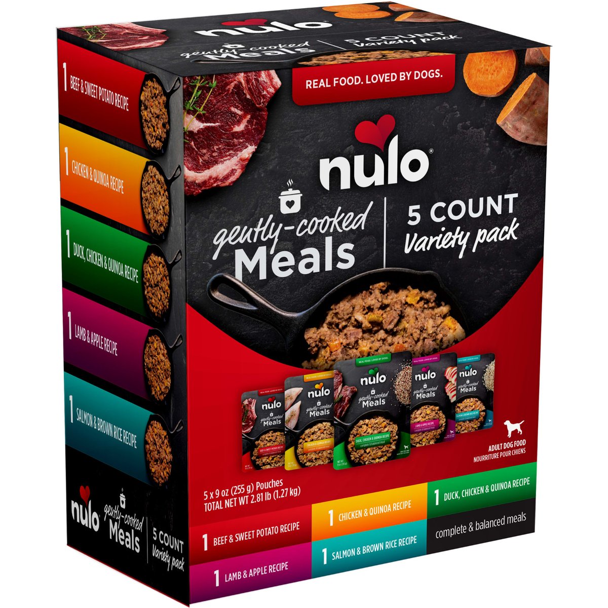 Nulo Gently Cooked Meals Variety Pack Human-Grade Wet Dog Food, 9-oz pouch, case of 5