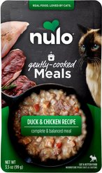Nulo Gently Cooked Meals Duck & Chicken Human-Grade Wet Cat Food, 3.5-oz pouch, case of 24