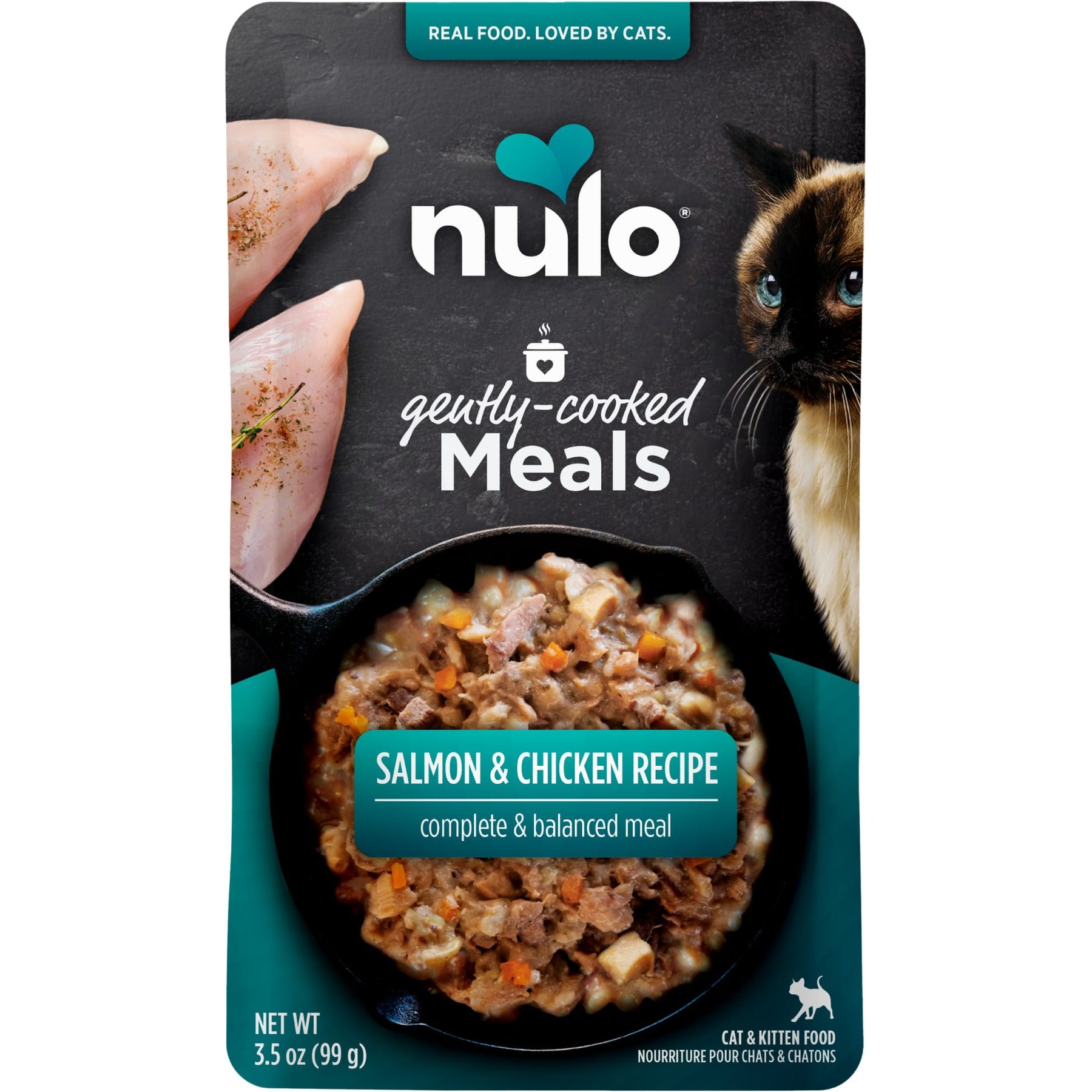 Nulo Gently Cooked Meals Salmon & Chicken Wet Cat Food, 3.5-oz pouch, case of 24